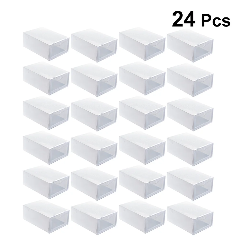 

6Pcs 33x23x13cm Shoes Case Thicken Shoes Box Style Shoe Storage Box White