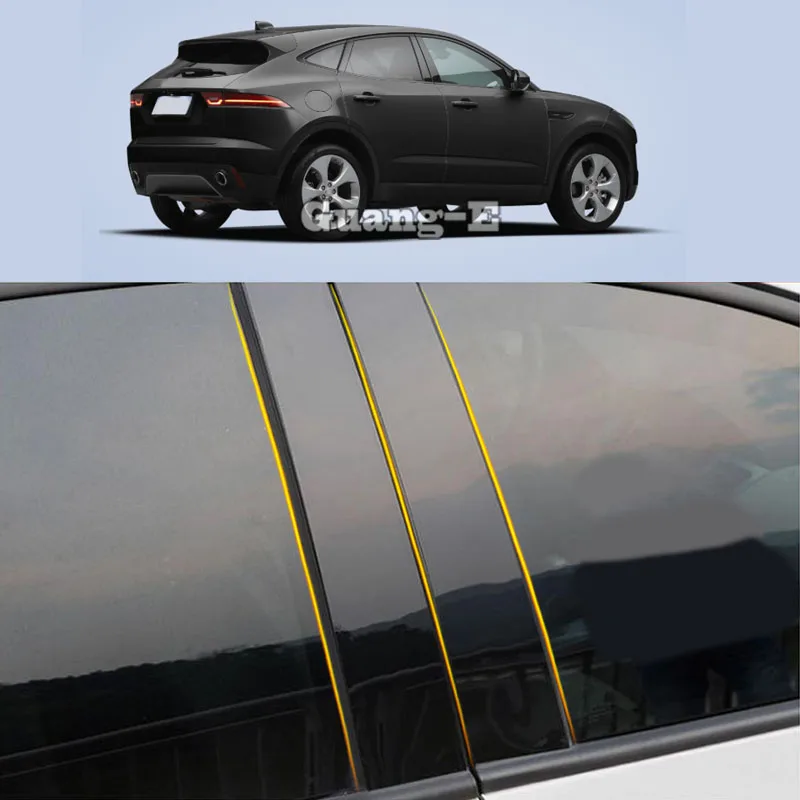 

Car PC Material Pillar Post Cover Door Trim Window Piano Black Molding Sticker Plate 6pcs For Jaguar F-PACE 2016-2021