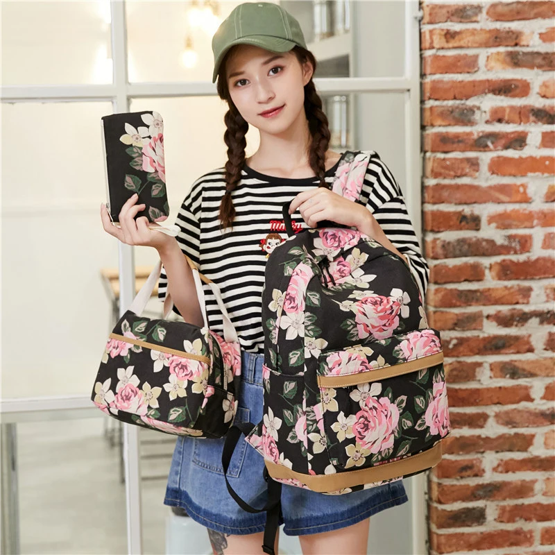 3 шт. школьный рюкзак для девочек подростков сумка обеда кошельки портмоне легкий