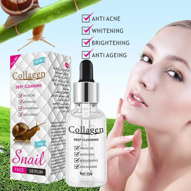 

Snail Hyaluronic Acid Liquid Collagen Serum Shrink Pores Whitening Spot Essence Ampoule Anti-Acne Essence Moisturizing Essence