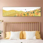 Настенные постеры в скандинавском стиле, настенные украшения для гостиной и спальни, с изображением пейзажа, прикроватного столика, дома