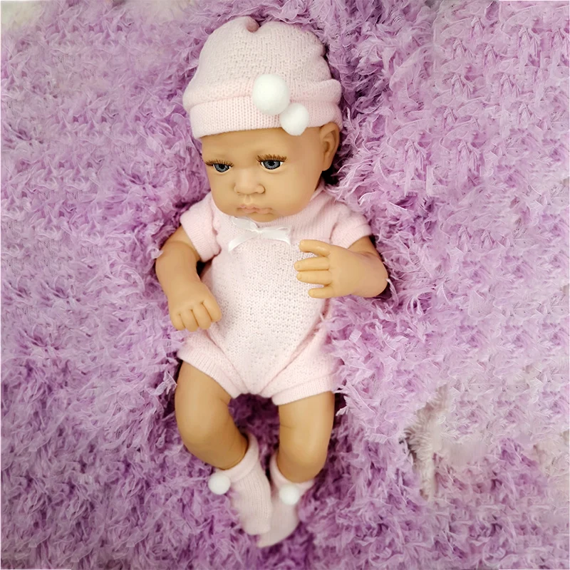 

17 Inch Reborn Bebe Doll Toddler Girl Soft Full Vinyl 43cm Body With Pink Clothes Suit+Nipple Lifelike Toys For GIrls