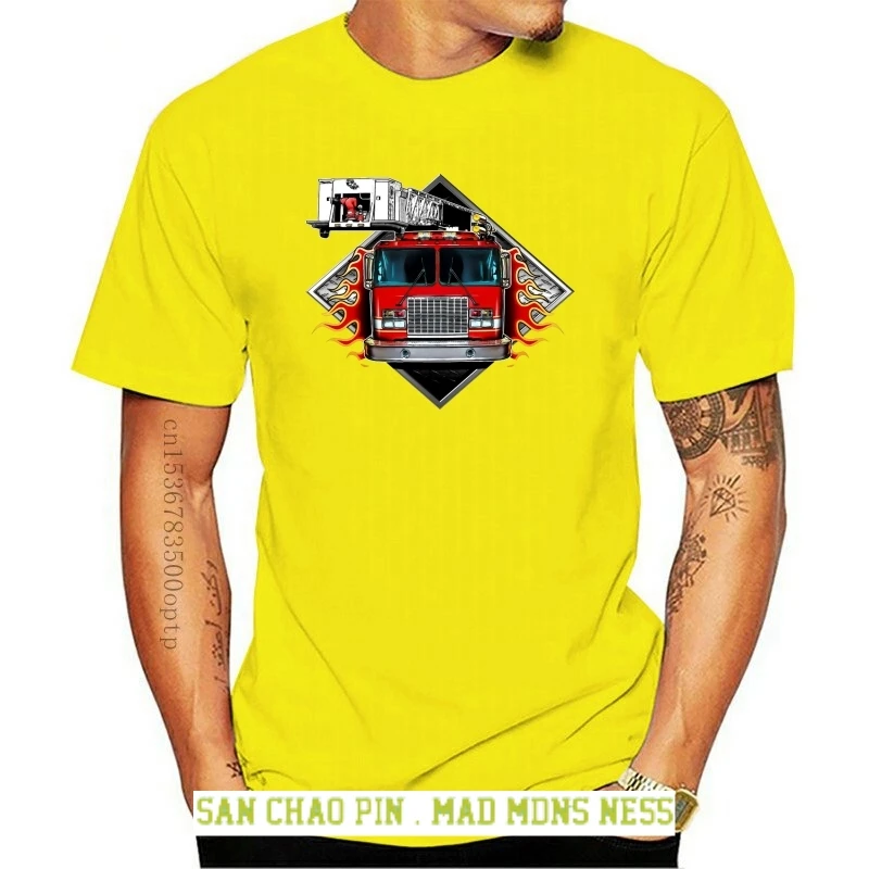 

Funny Clothing Casual Short Sleeve Firetruck Diamond Fire T-Shirt, Tee Shirt