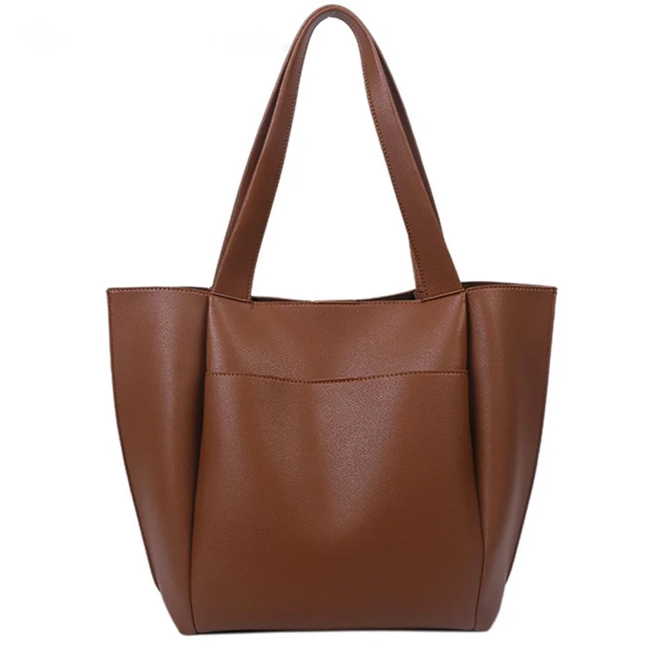 

Вместительные женские сумки с ручками сверху, высококачественные однотонные кожаные Наплечные сумки для женщин 2021, дизайнерские сумки