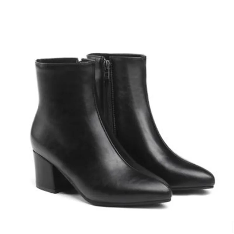 

Autumn and winter women's boots new pointed toe warmth thick heel ladies short boots single boots Martin foreign trade boots