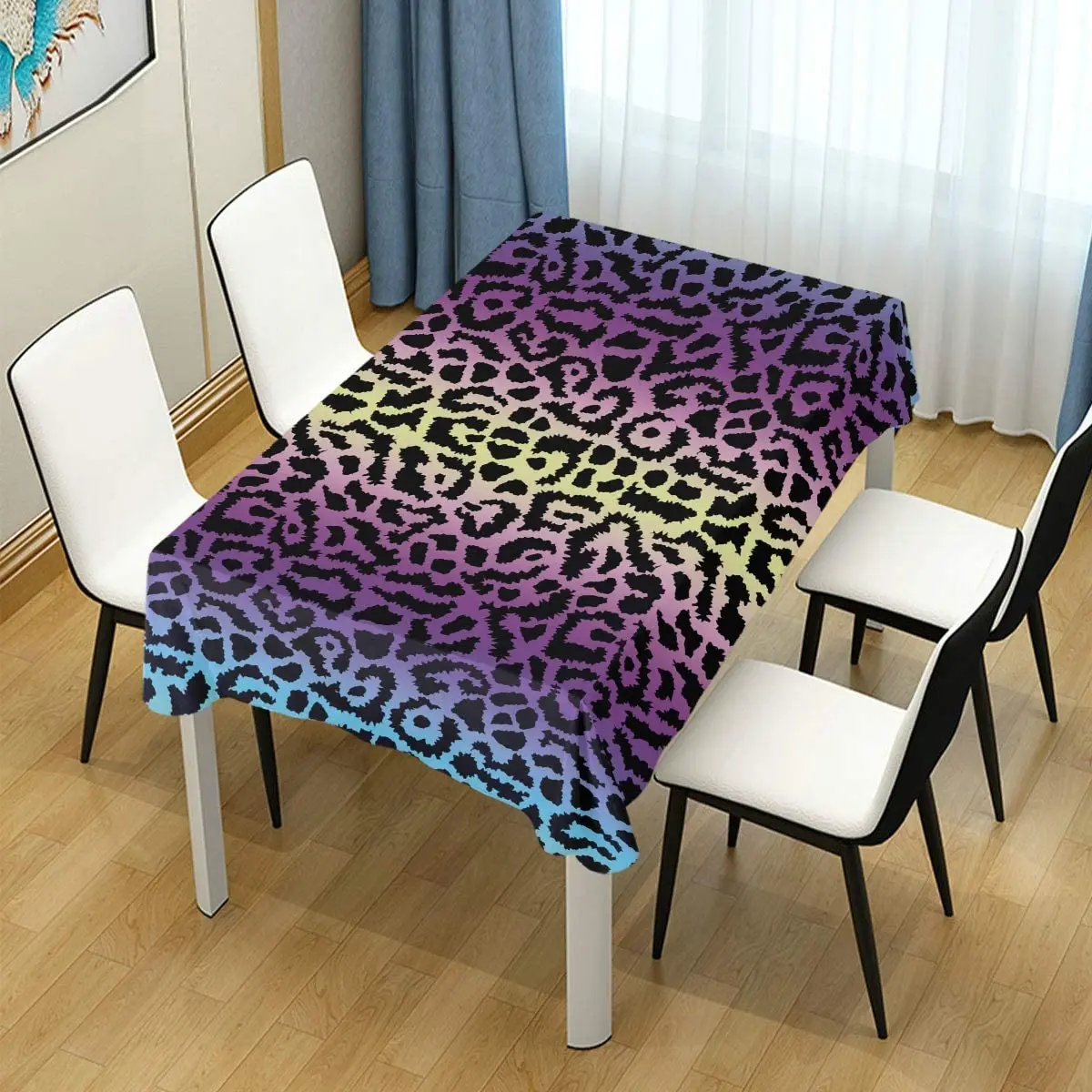 Colorful Leopard Pattern Rectangle Tablecloth Wedding Party Dining Room Picnic Kitchen Washable Table Cover
