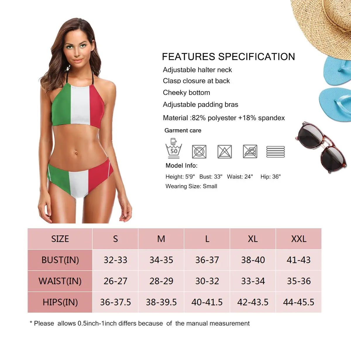 Бикини с итальянским флагом экзотический купальник низкой талией комплект из 2