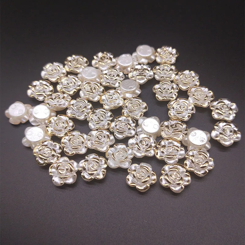 Бусины с плоской задней частью белые и бежевые искусственные жемчужины 50 шт.