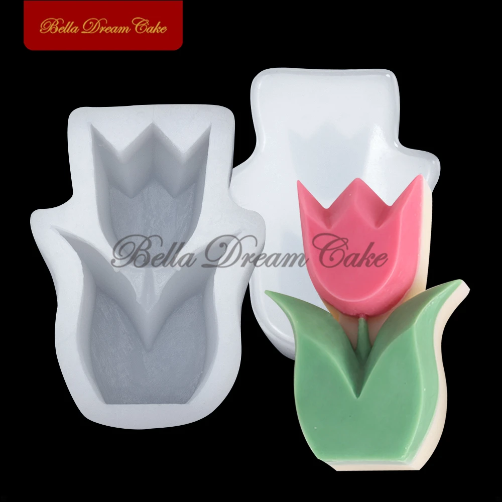 

Силиконовая форма в виде цветка тюльпана, форма для мастики, шоколада, льда, глина ручной работы «сделай сам», инструмент для украшения торт...