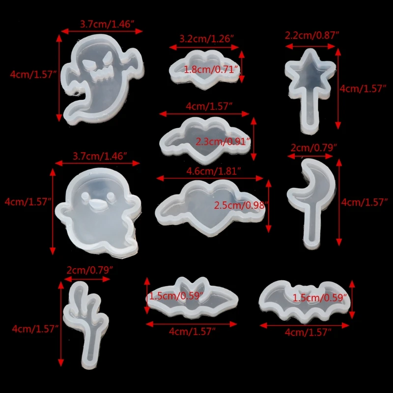 

10Pcs Star Moon Ghost Elf Love Pendant Jewelry Silicone Mold Resin Craft Tool