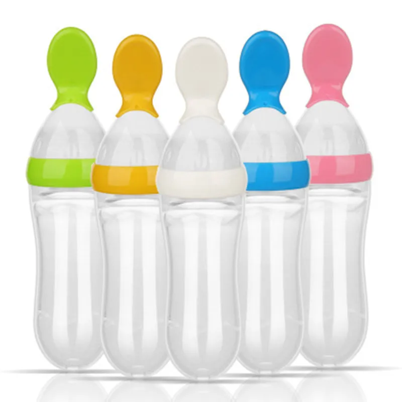

Baby Rice Cereal Bottle Baby Silicone Milk Bottle Squeeze Spoon Children Food Supplement Bottle Rice Cereal Spoon Rice Cereal