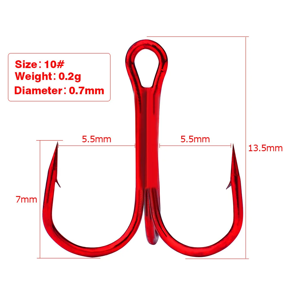 Викторсенс 10 шт./лот тройные рыболовные крючки из углеродистой стали приманки