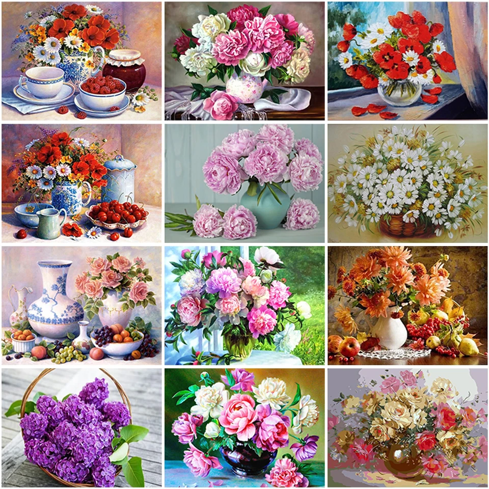 

5D DIY Diamond Painting Flower Scenery Full Drill Square Round Diamond Embroidery floral Diamond Full Layout Home Decoration