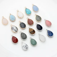 natural stone charms pendant copper bound water drop shape teardrop pendant 1422mm 2pcslot for diy jewelry finding accessories