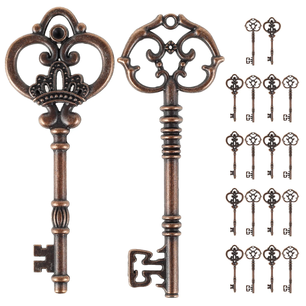 

20Pcs Vintage Antique Bronze Plated Metal Love Heart Key Charms Pendant Fine Trendy Pendant Charms Making Craft Decor Gifts
