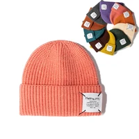 girl autumn female acrylic beanie caps warmer bonnet ladies casual cap winter hats for woman new beanies knitted color patch hat