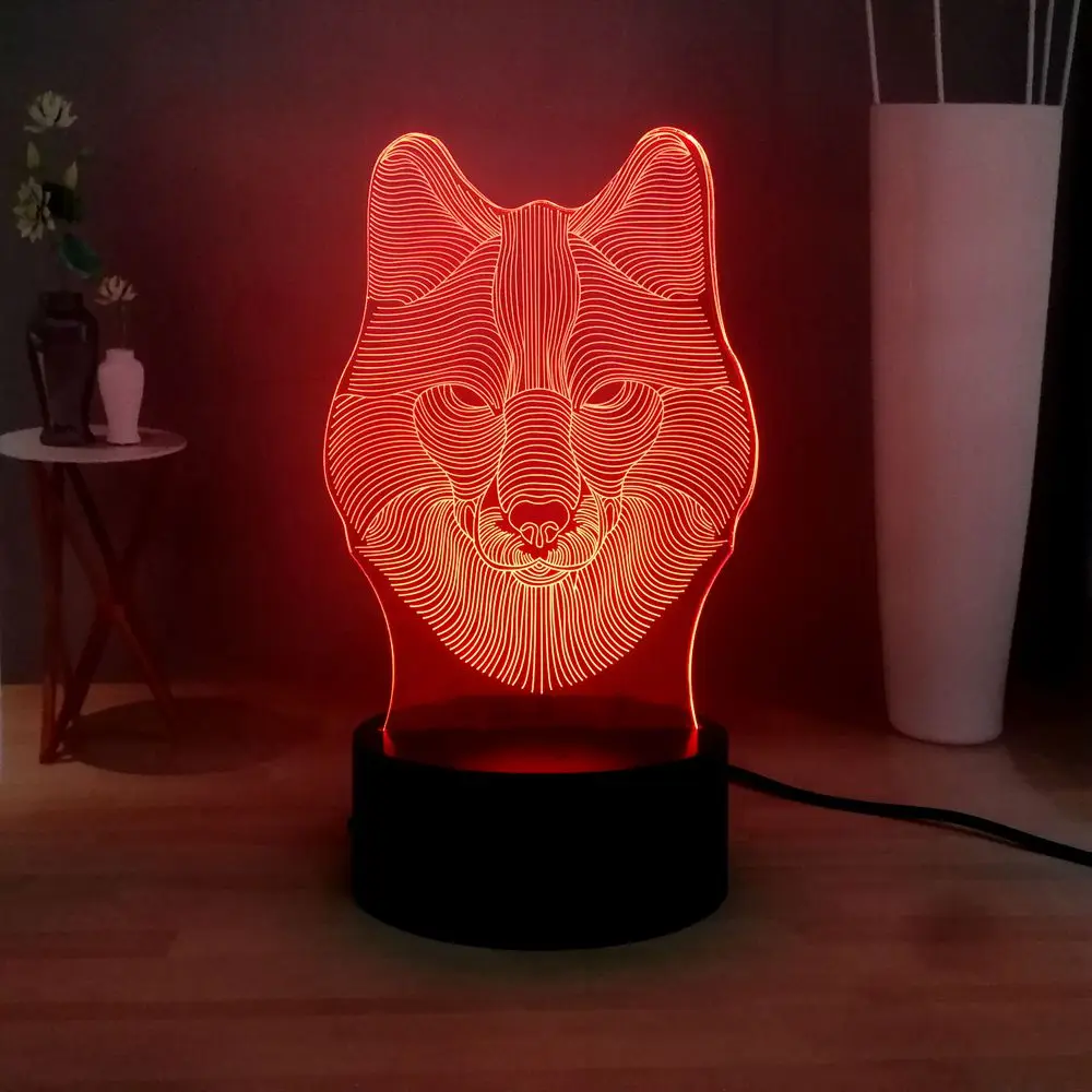 Животное 3D визуальная лампа король льва светодиодный детский ночник голова USB