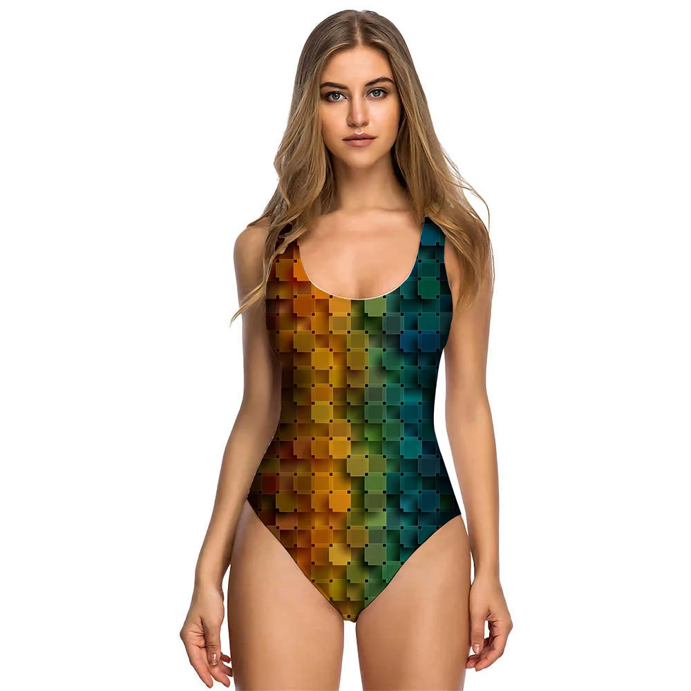 

Women Sexy U-Neck Vest Open Back Bikini 2021 3D Bikini Bathing Backless Beachwear One Piece Bikini Swimwear Bikini