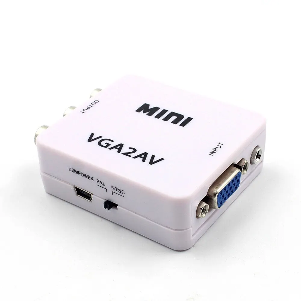 Преобразователь 1080P Mini VGA RCA AV с 3 5 мм аудио VGA2AV / CVBS + преобразователь Аудио в ПК
