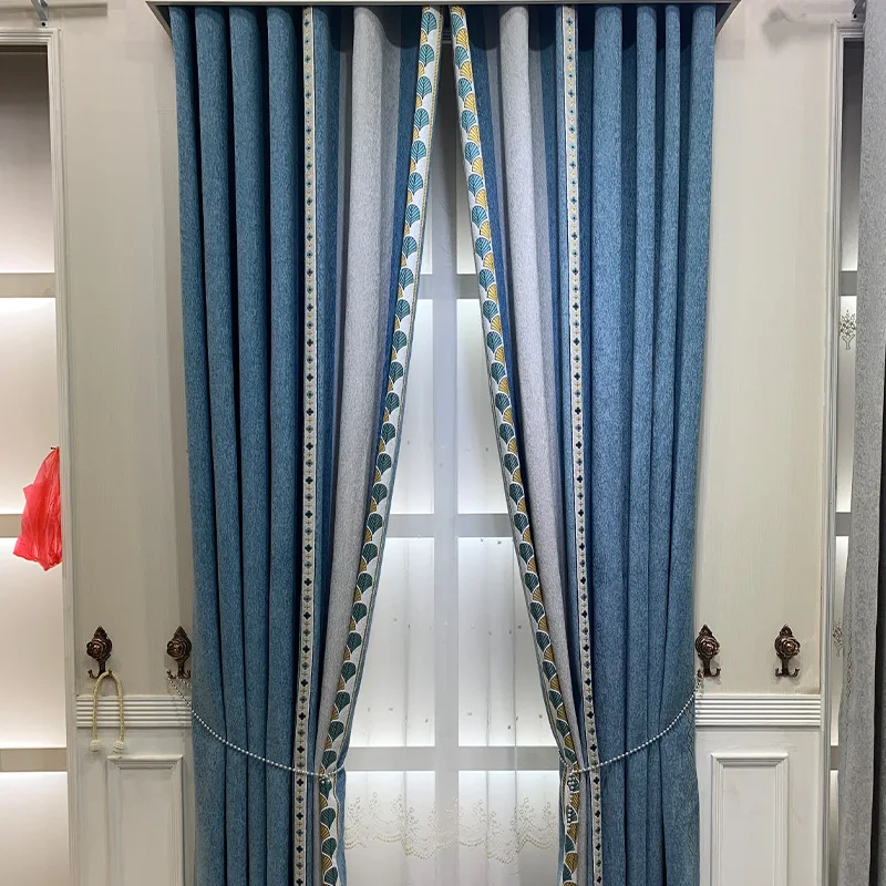 

Super Soft Cashmere Chenille Blackout Curtains Nordic for Living Room Bedroom Simple Blackout Seamless Stitching Curtains Custom