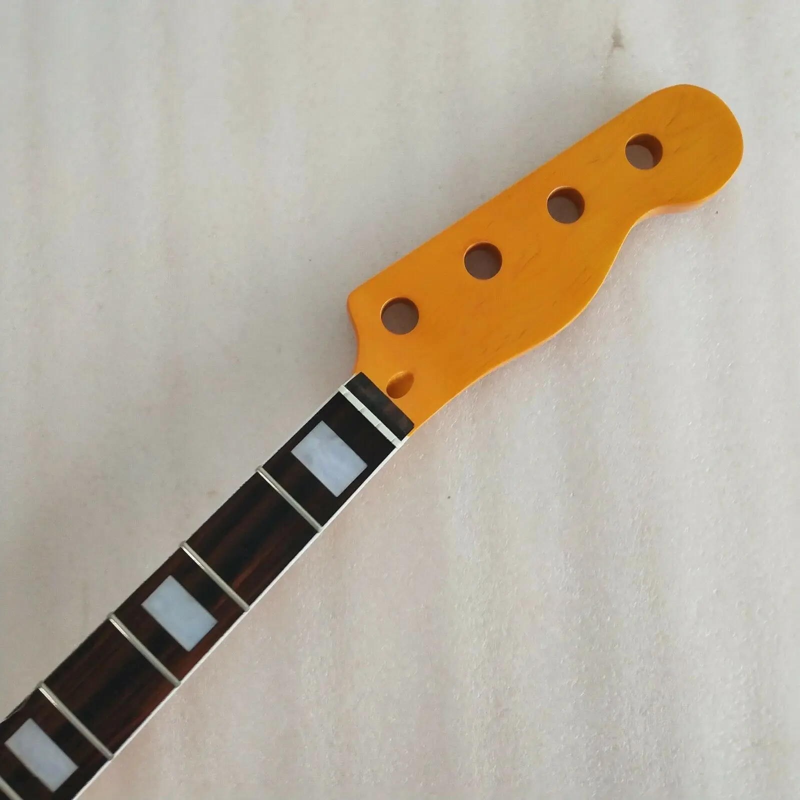 Гриф Maple для электрической бас гитары шейный блок с инкрустацией 4 струны желтый 20