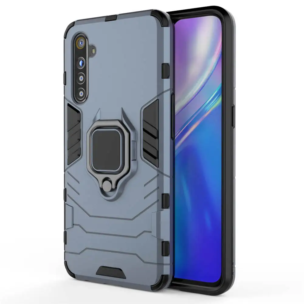 Для Oppo A1K A11X K3 A9 кольцевой держатель чехол для телефона realme 3 5 pro C2 X X2 XT Q Reno 2 магнитный автомобильный противоударный защитный чехол - Цвет: Синий