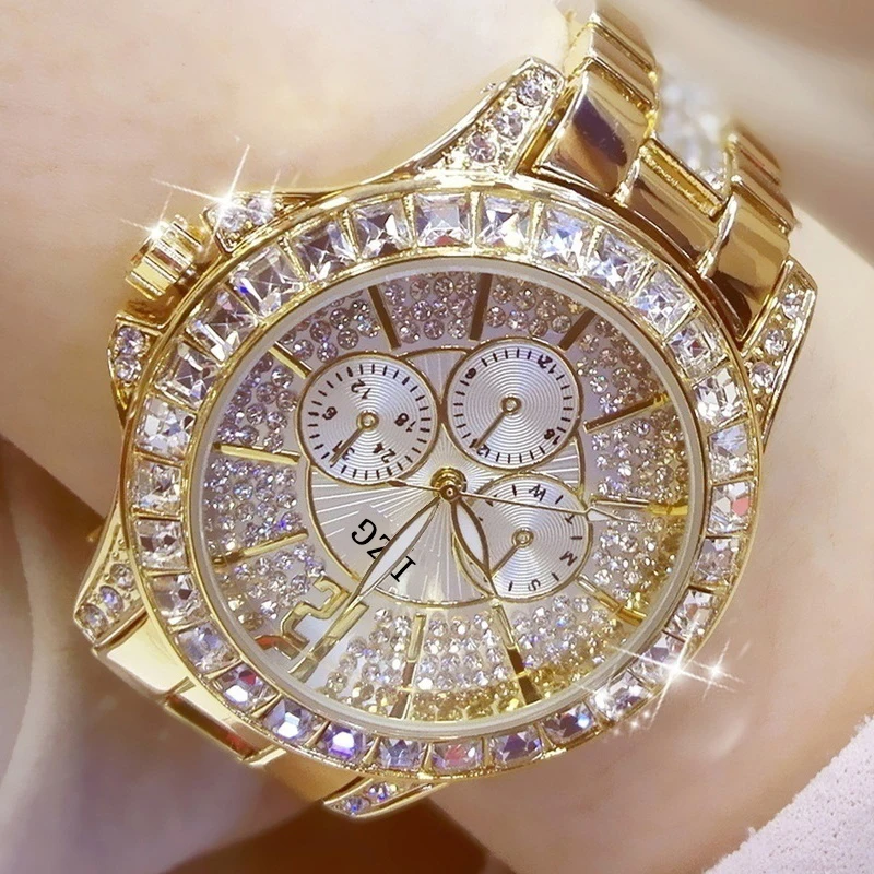 Reloj de moda con diamantes para mujer, pulsera informal de lujo, relojes de cristal, femenino