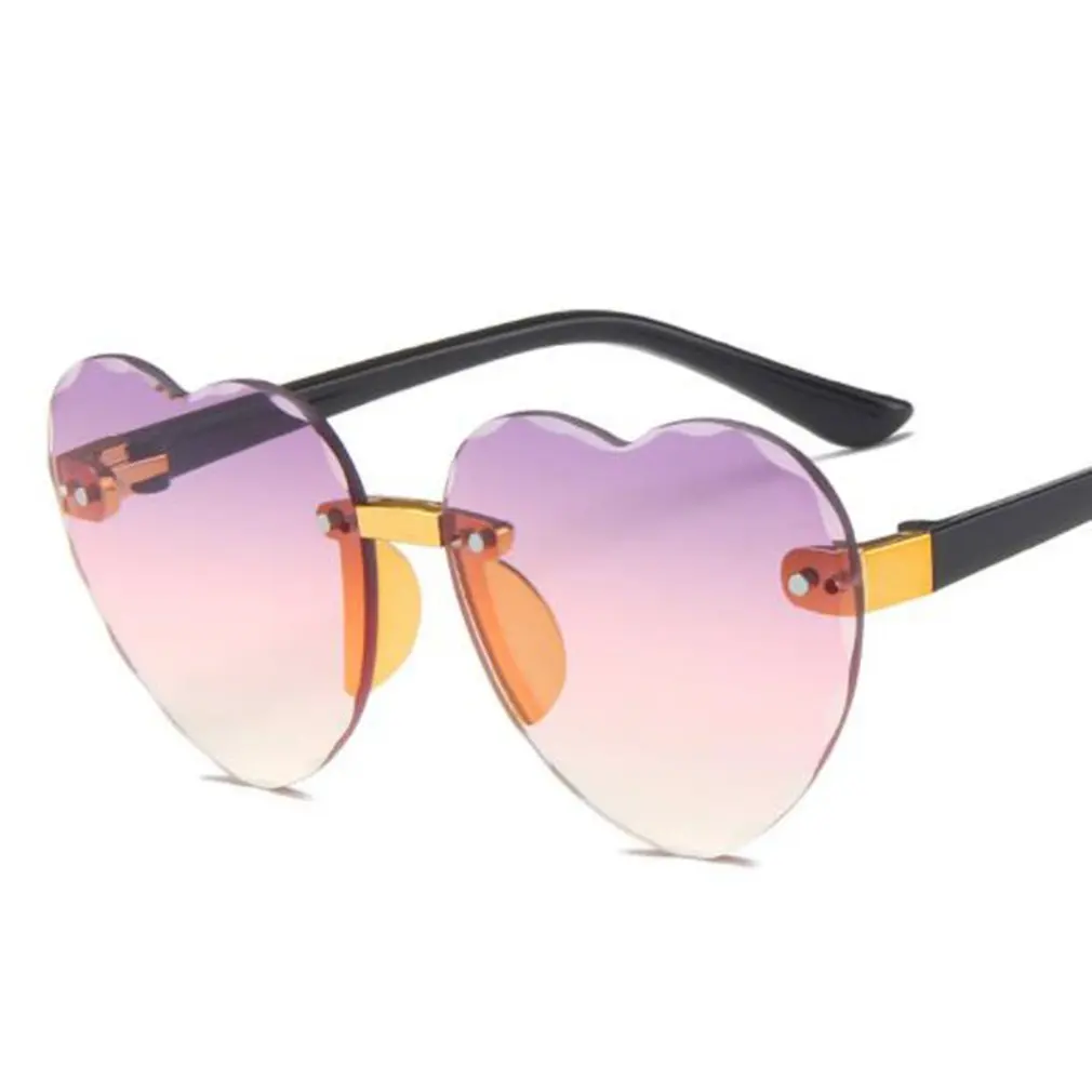 

Ladies Heart Shaped Sunglasses metal Women Brand Designer Fashion Rimless Gradient Sun Glasses Oculos UV400