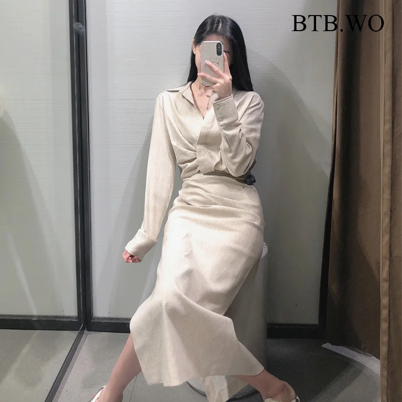 Женская юбка с завышенной талией BTB.WO длинная трапеция средней длины из хлопка и