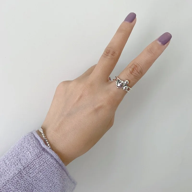 Женское кольцо с изображением ворот 925 пробы Серебряное Микки Мауса двойное