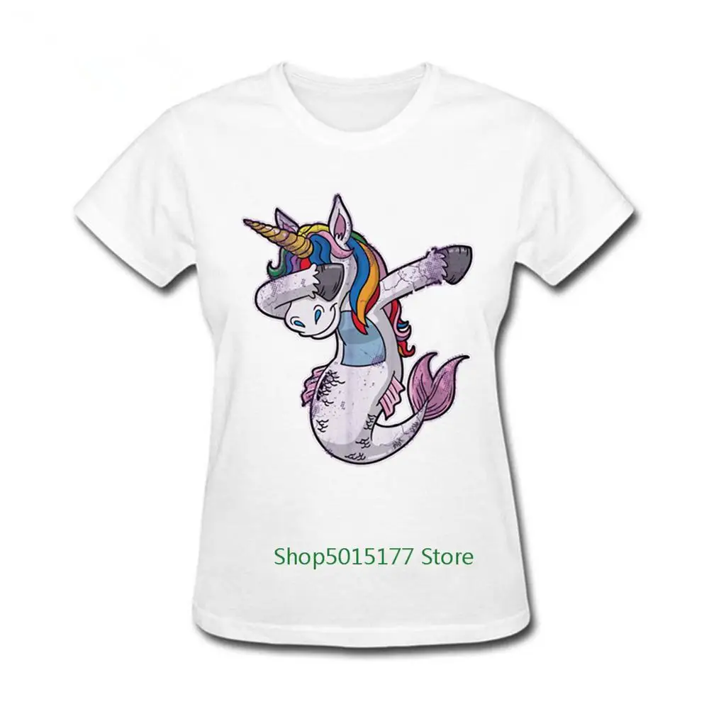 Новинка 2019 футболка с изображением русалки и единорога Женская Повседневная