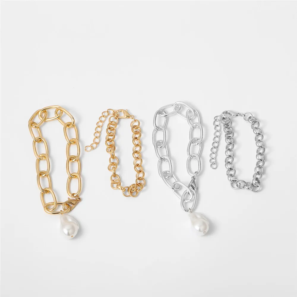 Комплект женских винтажных браслетов с искусственным жемчугом украшения для