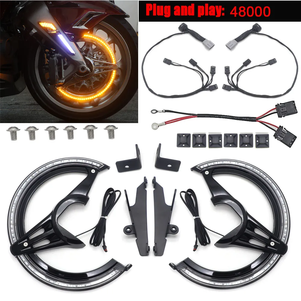 

For Honda GL1800 Goldwing Motorcycle Accessories Chrome Black Brake Disc Rotors Covers LED Cornering Lamp 2018-UP