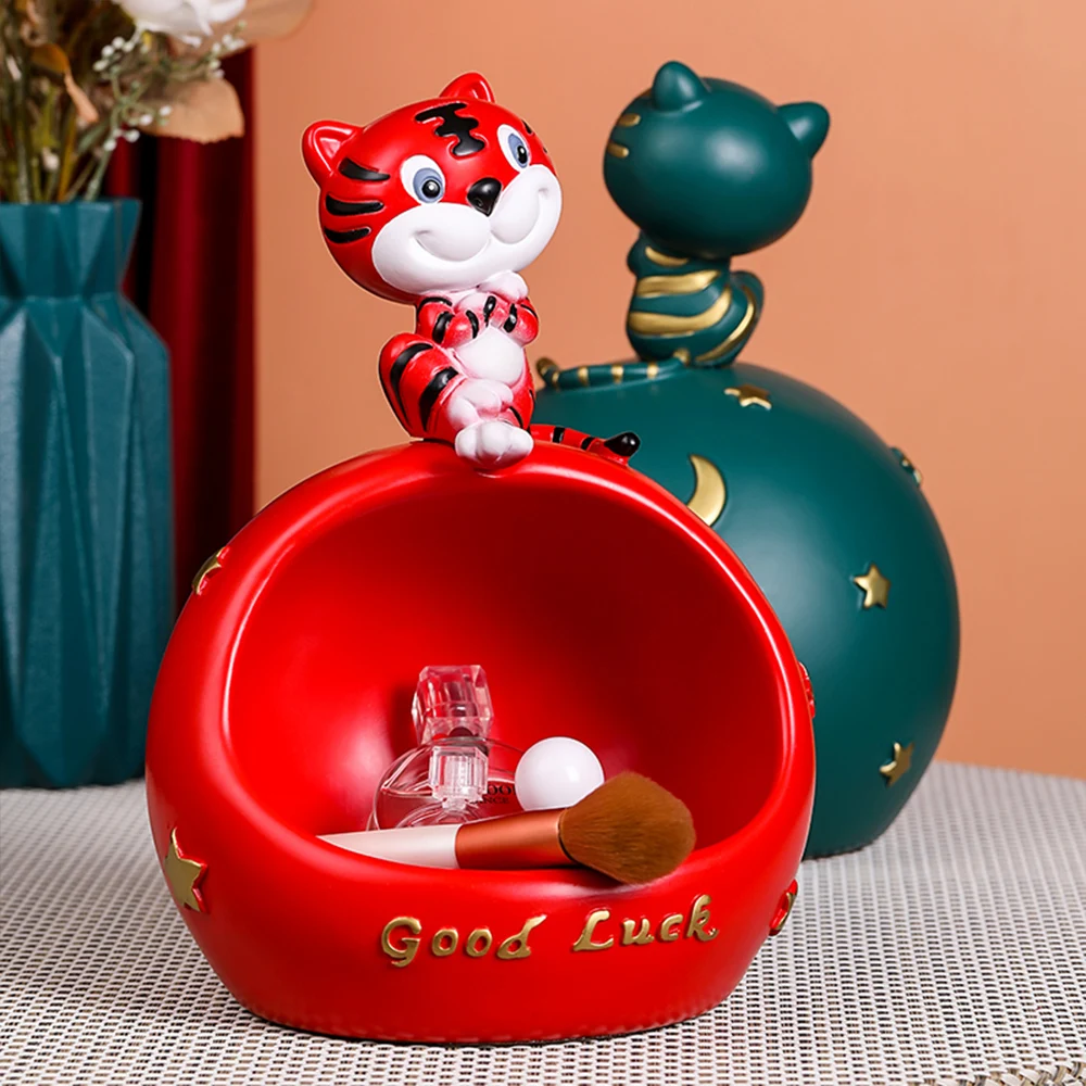 

Украшение для хранения Lucky Tiger, Современное украшение из смолы для дома и гостиной, Рождественское украшение, милый Декор для комнаты, тигр, Н...
