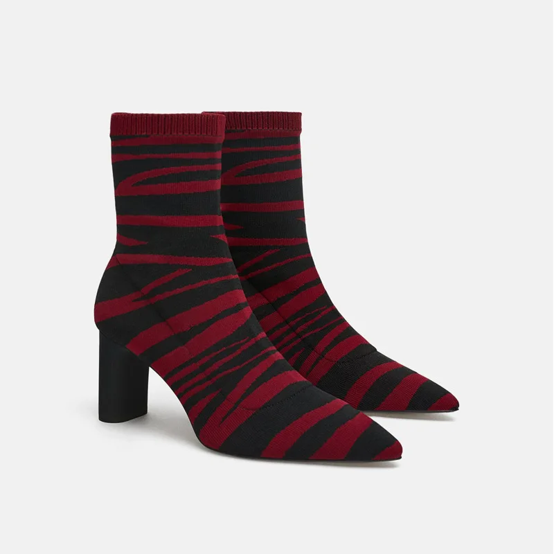 Boussac/эластичные вязаные носки с рисунком зебры женские пикантные ботильоны