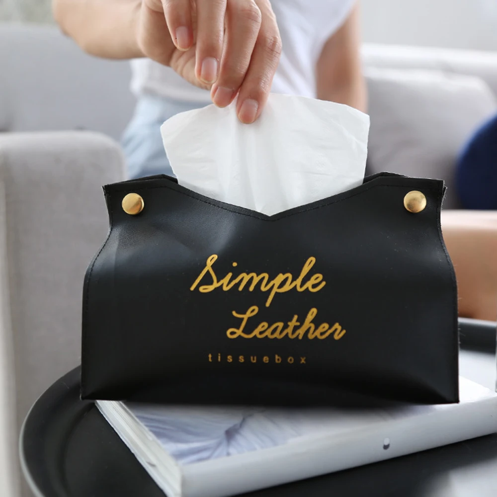 Hot Container Towel Napkin Tissue Holder Ins Nordic Leather Box Paper Dispenser Case for Office Home Decor |