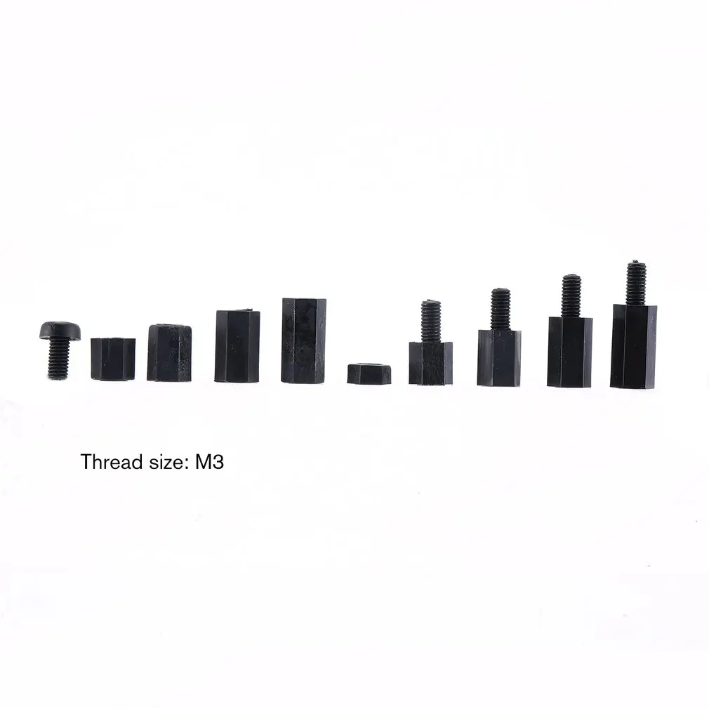 300 шт черный M3 нейлоновый противостояние Распорки мужской женский винт