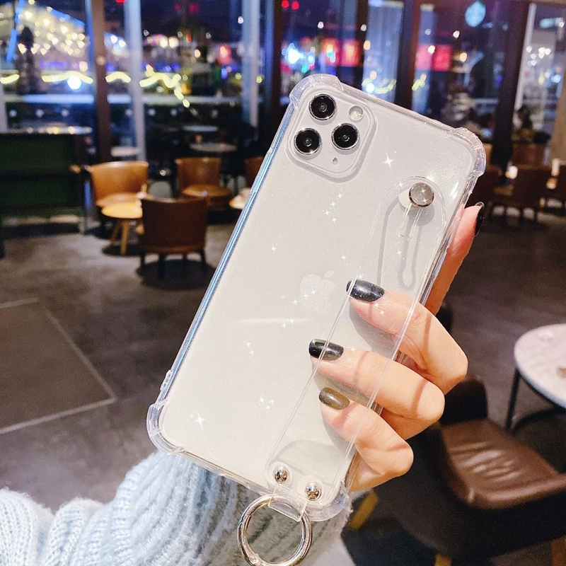 tfshining shockproof wrist strap phone case for iphone 11 x xr xs max 7 8 6 6s plus pro max se 2020 finger ring stand cover case free global shipping