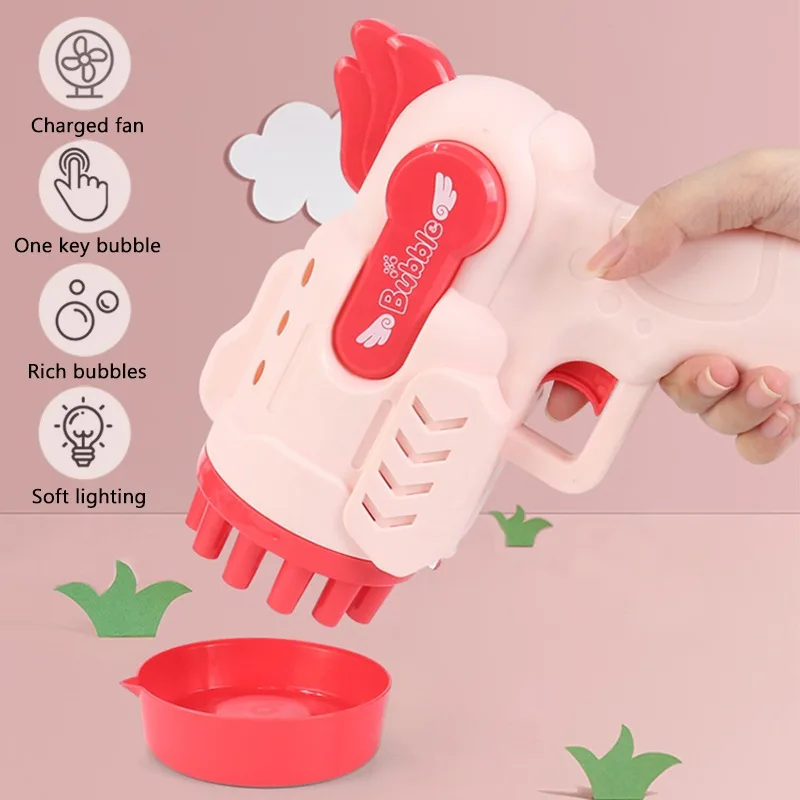 

Gatling Bubble Machine Automatic Bubble Guns For Kids 2-in-1 Electric Bubble Shooter Summer Soap Water Bubble Maker Party Gifts