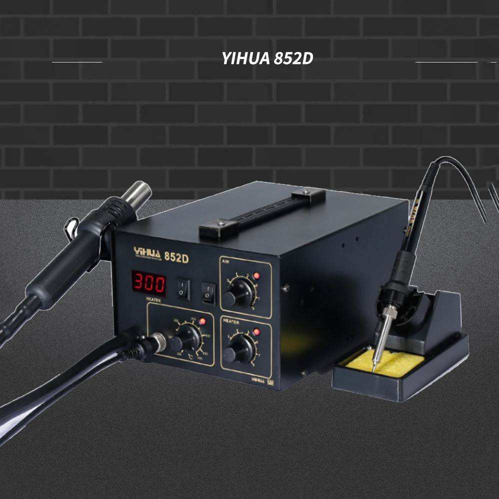 YIHUA 852D 2 In 1 Soldering Station YIHUA 852D (Diaphragm Pump) Rework Soldering Station with hot air gun and solder iron