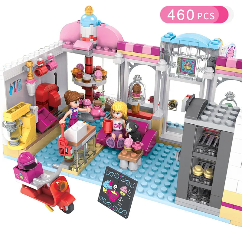 Friends Series Heart Lake City Girls Club Street Model Building Blocks Pink Cake Cafe Blue Camper Friend Toys Block Size Warning | Игрушки и