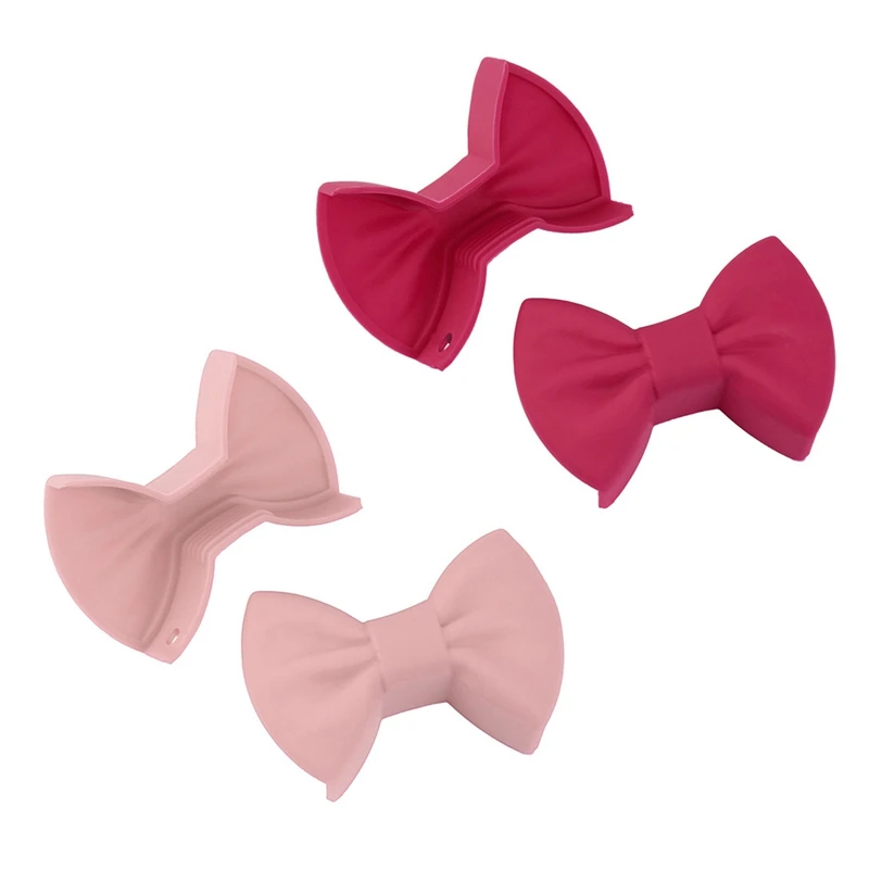 

4 PCS Bowknot Silicone Pot Holder Anti-Scald Insulation Clamp Heat Resistant Oven Gloves Kitchen Gadget,Pink & Red