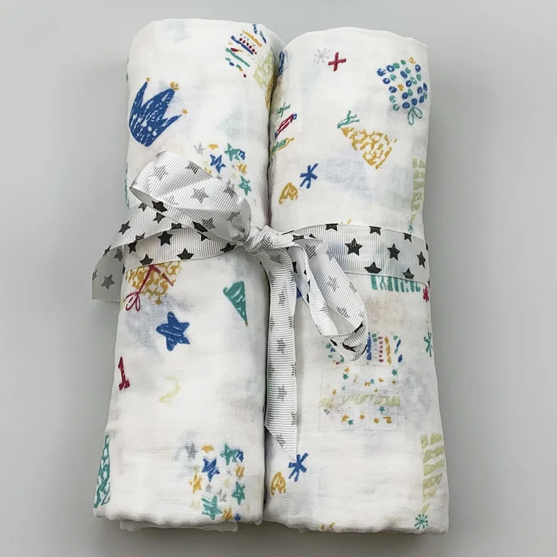 2pcs/set Newborn Baby Blanket Cotton Blanket Cartoon Pattern Multi-use Infant Stroller Cover Towel Baby Muslin Swaddle Wrap - Цвет: 9