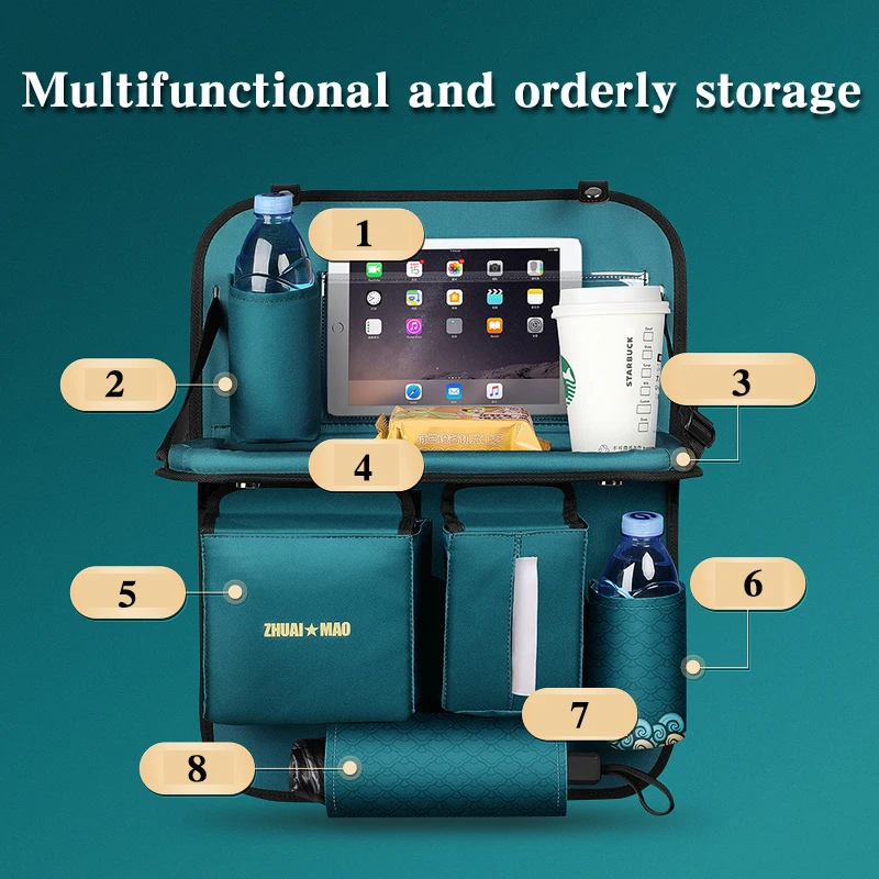 Drag Cat Series Car Seat Back Organizer Bag Storage Foldable Table Tray Travel Auto Accessories | Автомобили и мотоциклы