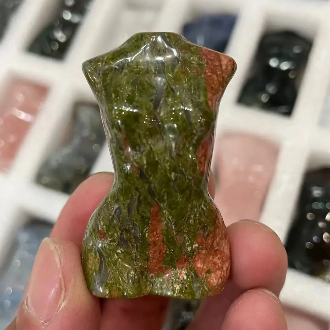 

Статуя богини из натурального зеленого кварца с цветочным рисунком, 50 мм