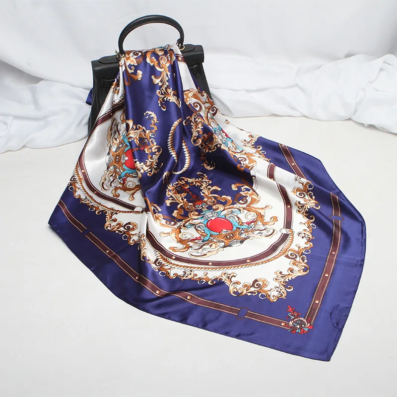 2020 90x90 цветок драгоценный камень многоцелевой женский Шелковый саржевый шарф