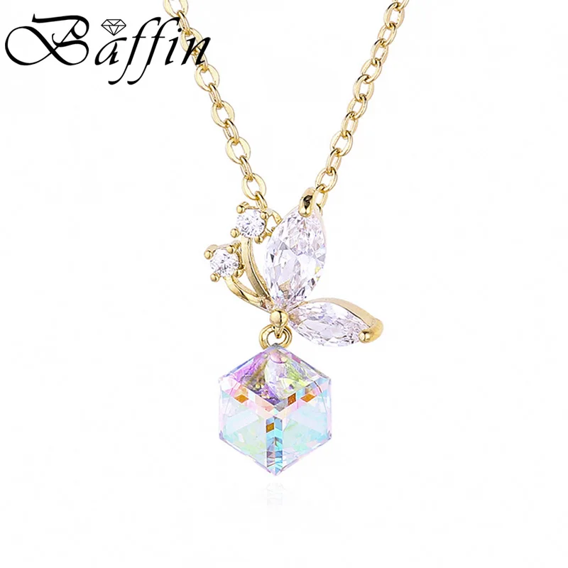 Новинка 2020 ожерелья с кубической подвеской украшенные кристаллами Swarovski