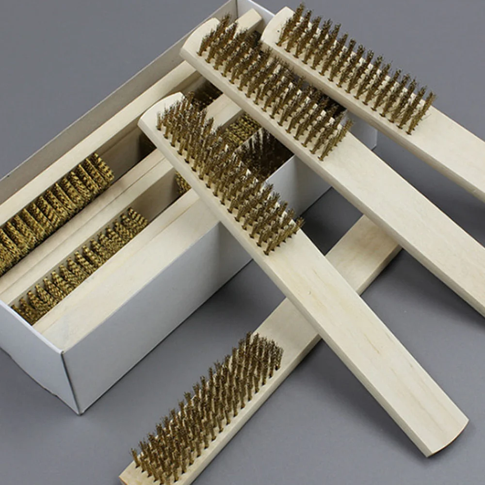 

6pcs Premium Polishing Copper Brushes Polishing Brushes Wood Handle Brushes