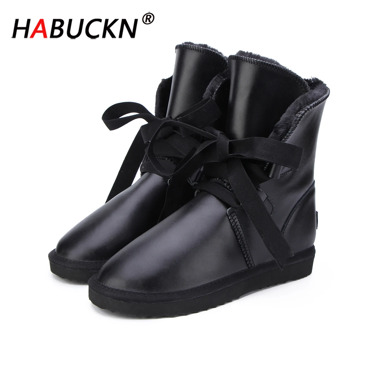

HABUCKN/австралийские классические женские зимние ботинки высокого качества; Ботинки из натуральной воловьей кожи; Зимние ботинки на меху; Теп...