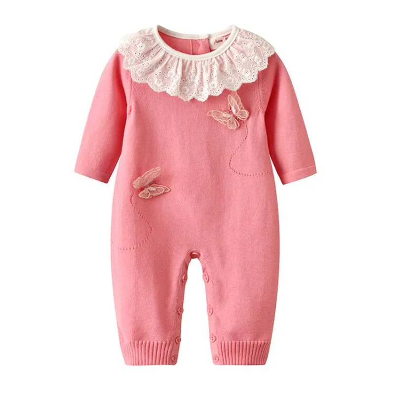 Комбинезоны для новорожденных девочек 3 18 месяцев кружевные вязаные ромперы с